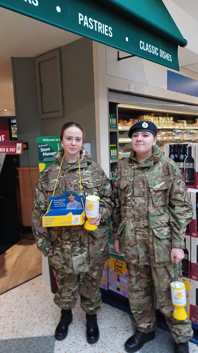 No 2 (Kohima) Company cadets & staff supported the @mariecurieuk Daffodil Appeal 2024, showcasing community spirit. Shoppers generously contributed to this worthy cause. Click ⬇️ for more facebook.com/share/ybZfSxvh… #GmanACFforceforgood #goingfurther #inspiretoachieve