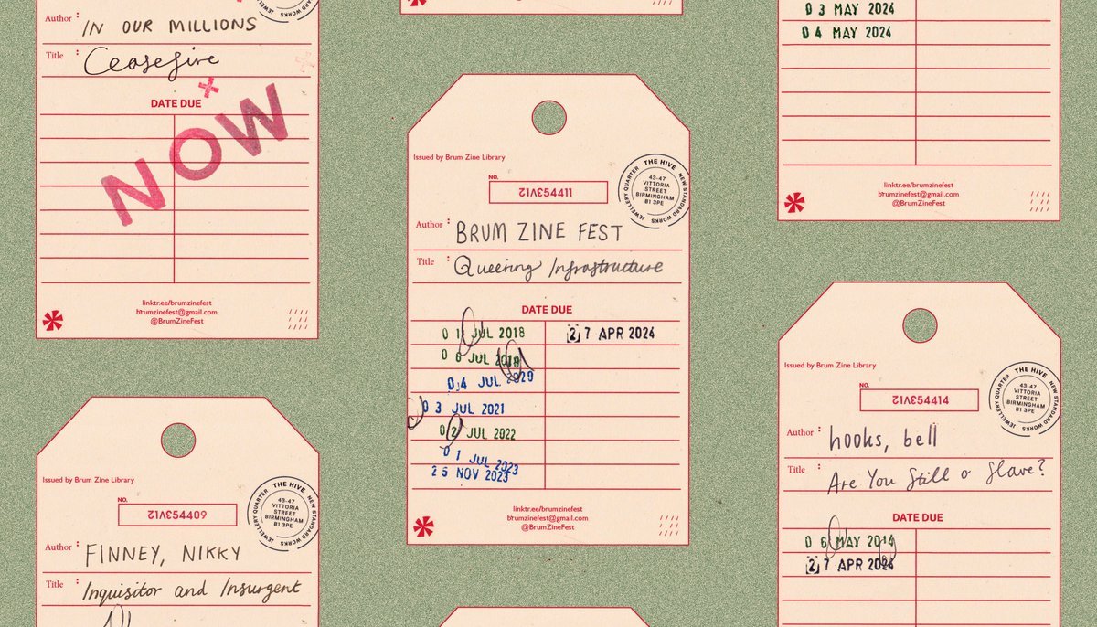 BrumZineFest's tweet image. #BrumZineFest returns Saturday 27th April, 11am — 7pm at @TheHiveJQ with a zine fair, workshops, talks, food + more around the theme of ~queering infrastructure~

Applications for stalls are now open: bit.ly/ApplyBZF24

Wider context + register here: bit.ly/BrumZineFest24