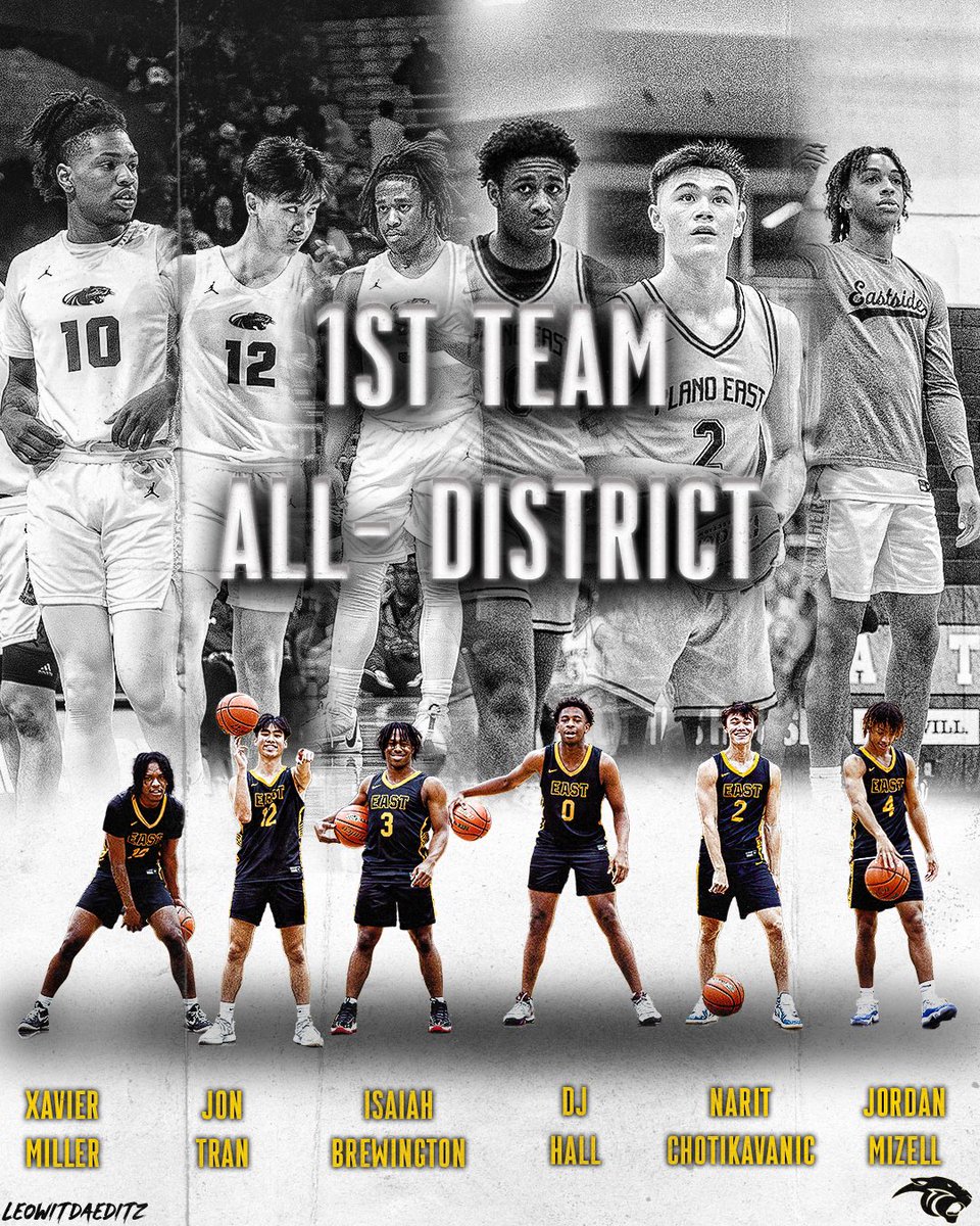🥇🥇1st-Team All-District awards went to Xavier Miller, Jon Tran, Narit Chotikavanic, and Isaiah Brewington. This will be the third All-District award for Isaiah and the second for Xavier, Jon, and Narit. 👏👏👏