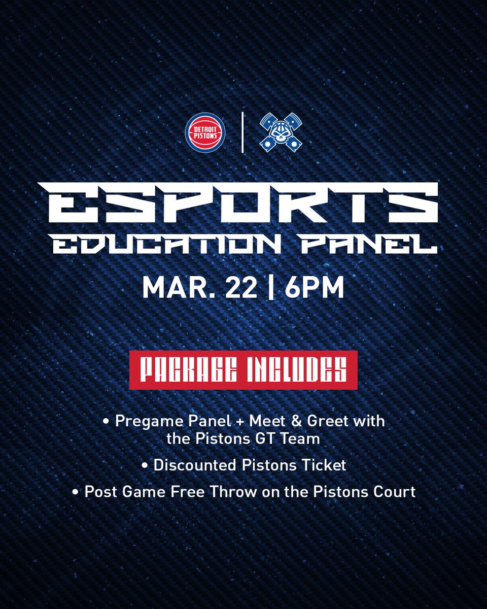 Come learn about #PistonsGT at Little Caesars Arena as the @DetroitPistons take on the Boston Celtics on Friday, March 22nd at 7 PM! Spots are limited. Get your ticket now ➡️ Pistons.com/GTNight