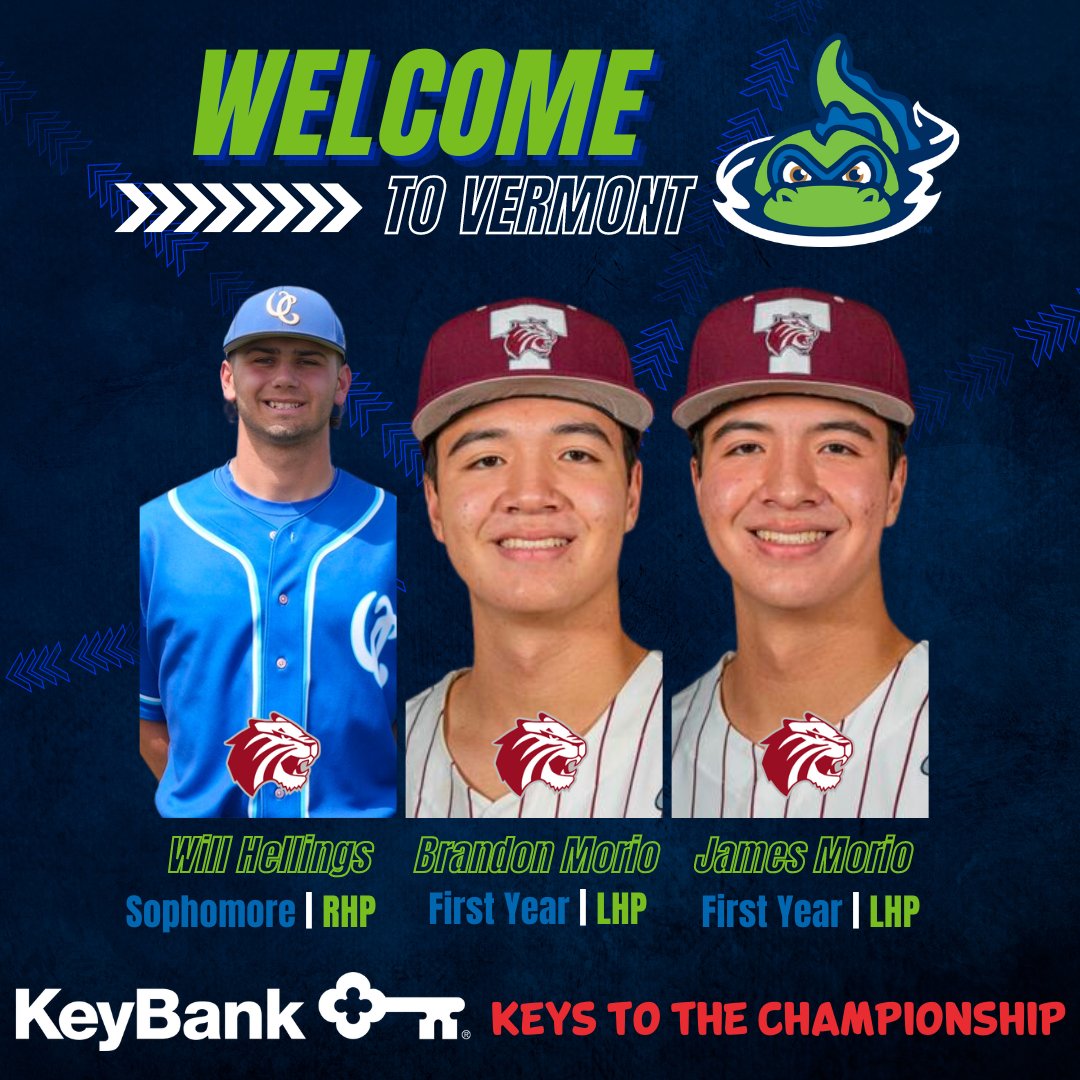 Vermont Lake Monsters (@vtlakemonsters) on Twitter photo Our tradition of Lake Monster players from <a href="/TrinityTigersB2/">Trinity Tigers Baseball</a> will continue in 2024 with the additions of RHP <a href="/hill_wellings22/">Will Hellings</a> (Summit, NJ) along with LHP twins <a href="/MorioBrandon/">Brandon Morio</a> and <a href="/James_Morio11/">James Morio</a> (Austin, TX).
"Keys to the Championship" are brought to you by <a href="/keybank/">KeyBank</a>! Our tradition of Lake Monster players from <a href="/TrinityTigersB2/">Trinity Tigers Baseball</a> will continue in 2024 with the additions of RHP <a href="/hill_wellings22/">Will Hellings</a> (Summit, NJ) along with LHP twins <a href="/MorioBrandon/">Brandon Morio</a> and <a href="/James_Morio11/">James Morio</a> (Austin, TX).
"Keys to the Championship" are brought to you by <a href="/keybank/">KeyBank</a>!
