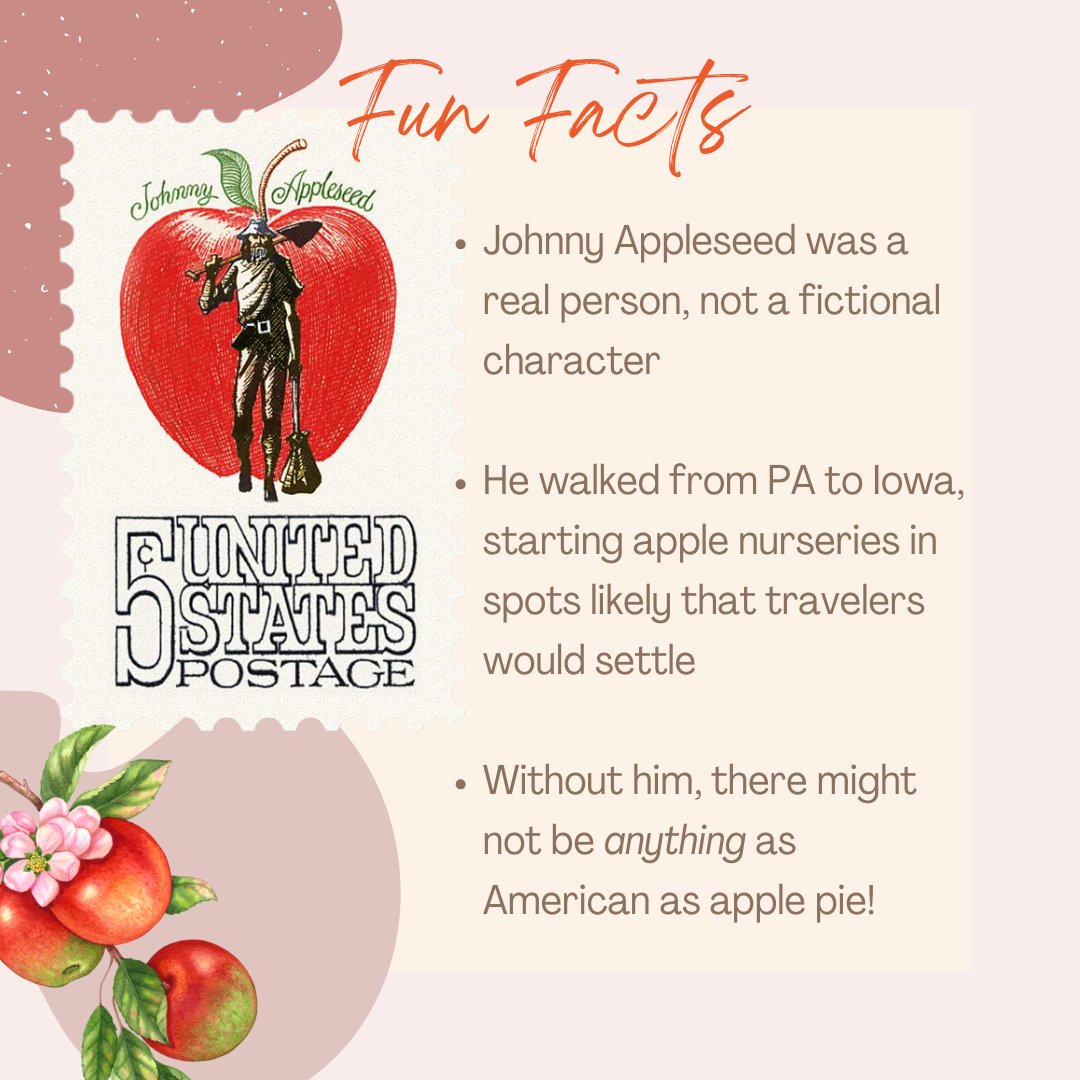 It's Johnny Appleseed Day! 

If your kiddos aren't familiar with this iconic American hero, here are some cute books from Amazon. 

amzn.to/3Tl3iie

#johnnyappleseed #funfactsoftheday #americanhero #homeschoolhistory