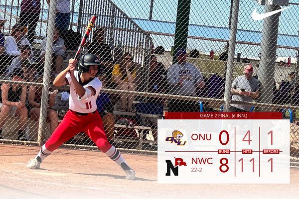 NWCSoftball's tweet photo. Final (6 inn.) 🆚 Olivet Nazarene ⬇️

Pate with a HR &amp; 3 RBIs. Billings 3-3. Etherington with the win in the circle, giving up just 2 hits &amp; striking out 6. https://t.co/rdMrXT4jLL