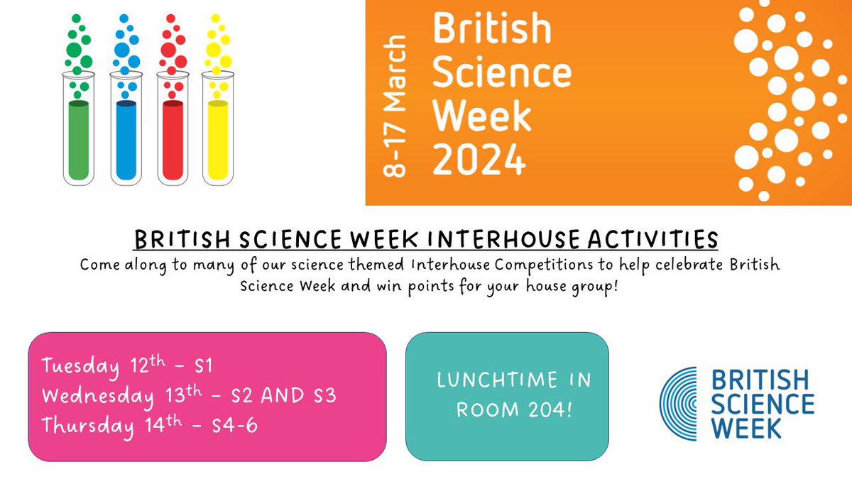 Our @ScienceWeekUK interhouse competition begins tomorrow, starting with the S1s. Looking forward to seeing how each house approaches these STEM challenges! See you in Room 204!