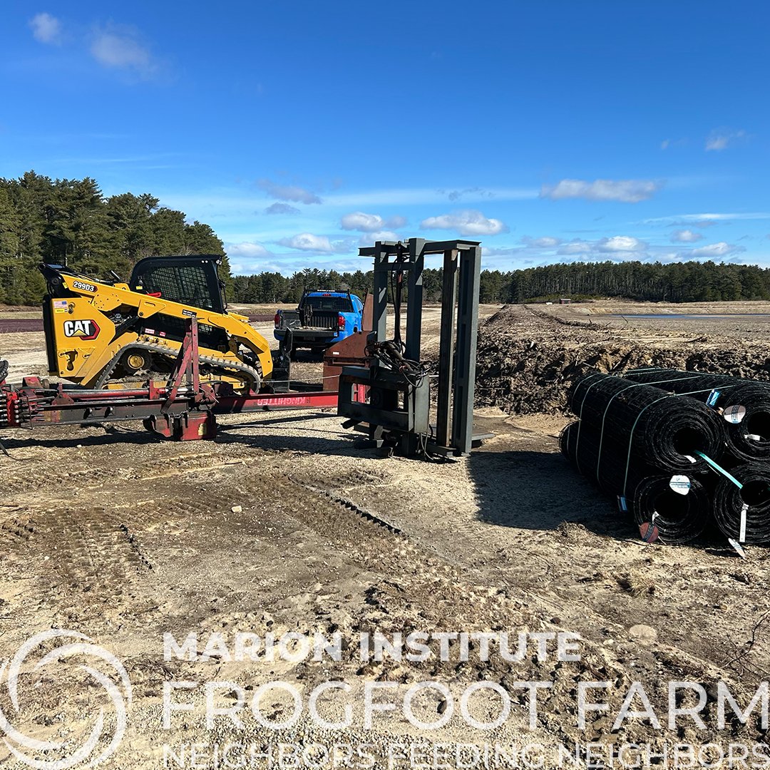 MarionInstitute's tweet photo. NEWS UPDATE ON THE FARM! Perimeter fencing is being installed around the growing areas of Marion Institute's newest program, Frogfoot Farm, Neighbors Feeding Neighbors! – a partnership with A.D.Makepeace Co. in Wareham, MA. This will allow protection for tender crops. https://t.co/RRzenOat8w
