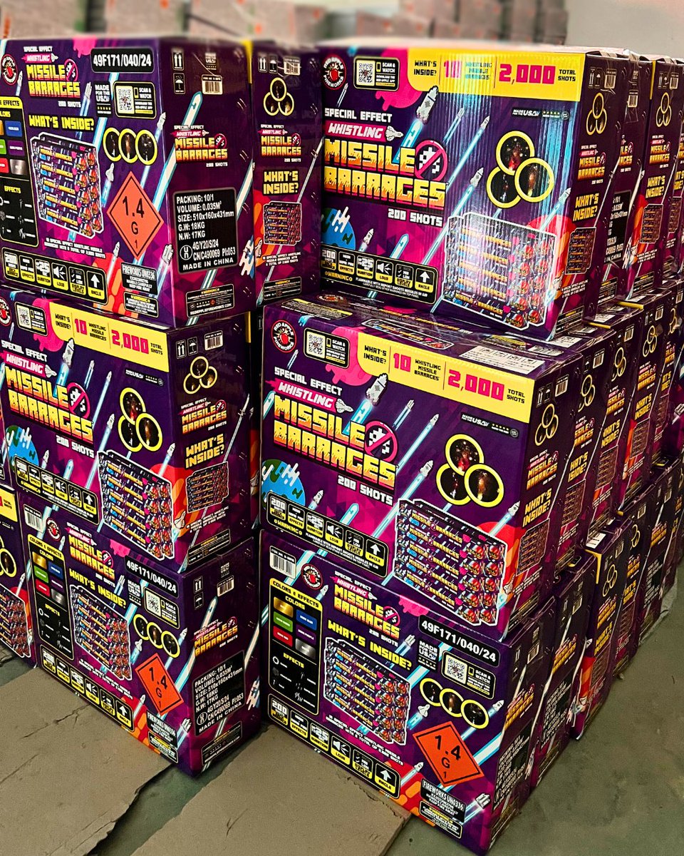 Check out our new 200 & 300 shot Whistling Missile Barrages! These come with whistling effects, big bangs and rapid-fire shots!

#welovefireworks #litAF #redapplefireworks #fireworks #getlit #makeitloud #rockyourblock #missle #misslebarrage #whistling #whistlingfireworks