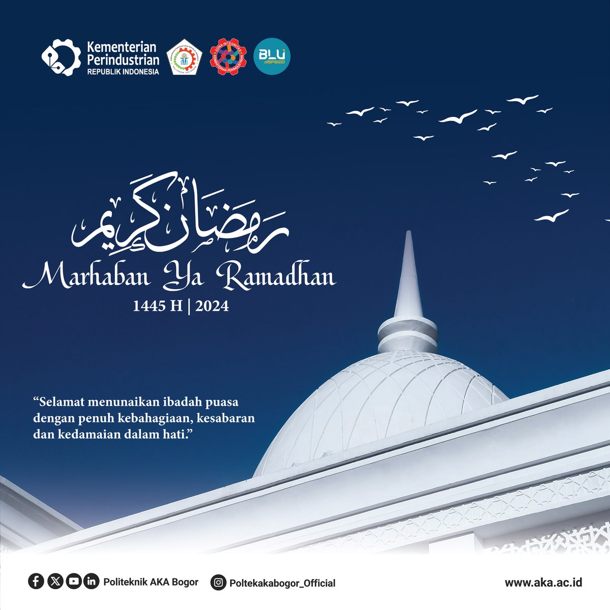 Segenap Keluarga Politeknik AKA Bogor mengucapkan Selamat menunaikan Ibadah Puasa 1444H / 2024, Semoga kita semua diberkahi dengan kebaikan dan keberkahan di bulan yang penuh ampunan ini. Mari kita jaga kebersamaan dan semangat berbagi dalam beribadah.
