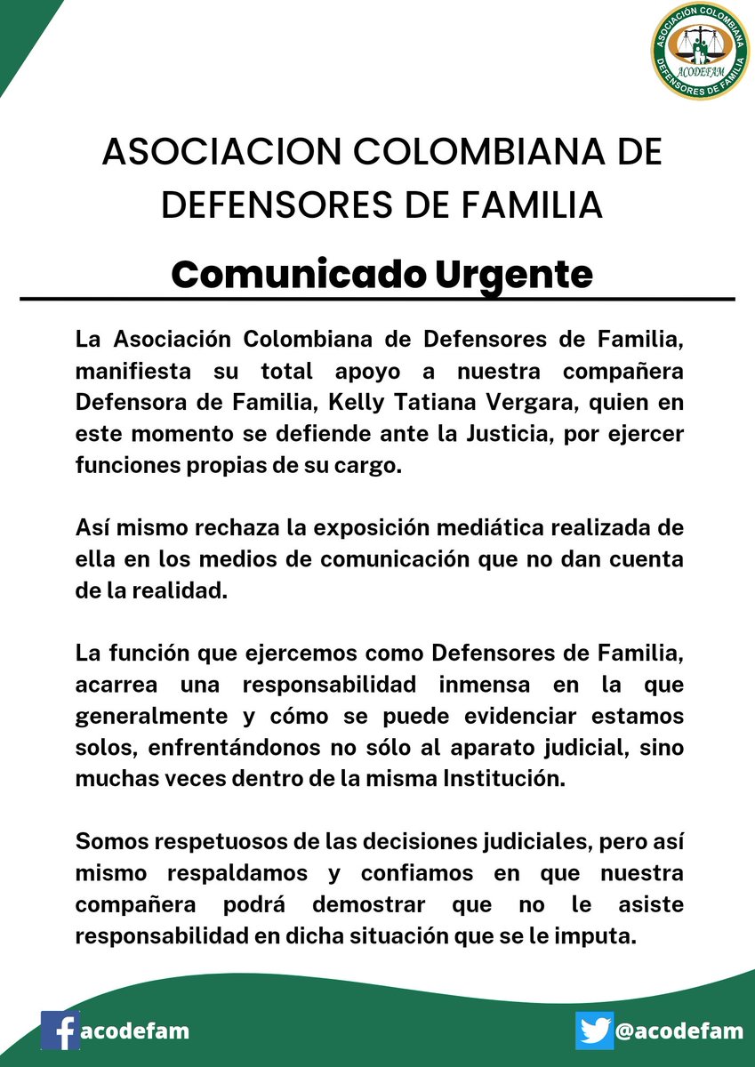 Asociacion Colombiana de Defensores de Familia tweet media