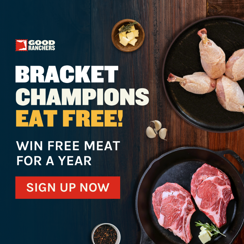 GoodRanchers's tweet photo. Buzzer Beaters never tasted so good! 
🥩🏀

Enter today to see if you make it to the Savory Sixteen, Elite Ate, Primal Four, or if you'll become a March Meatness champ!