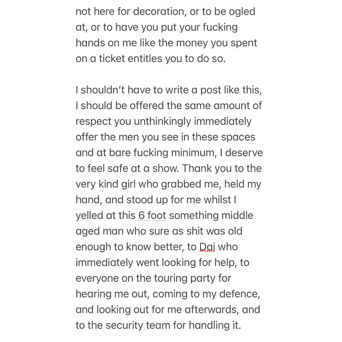 ntyrbbygrl's tweet image. I got groped whilst on stage last night. TDLR; keep your fucking hands to yourself before I start cutting them the fuck off.