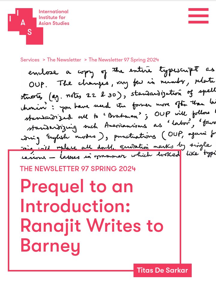 Link: iias.asia/the-newsletter…
It was a lot of fun writing this short piece on Ranajit Guha-Bernard Cohn letters. Thanks to the editors and the designing team for the wonderful work that they always do! @AsianStudies