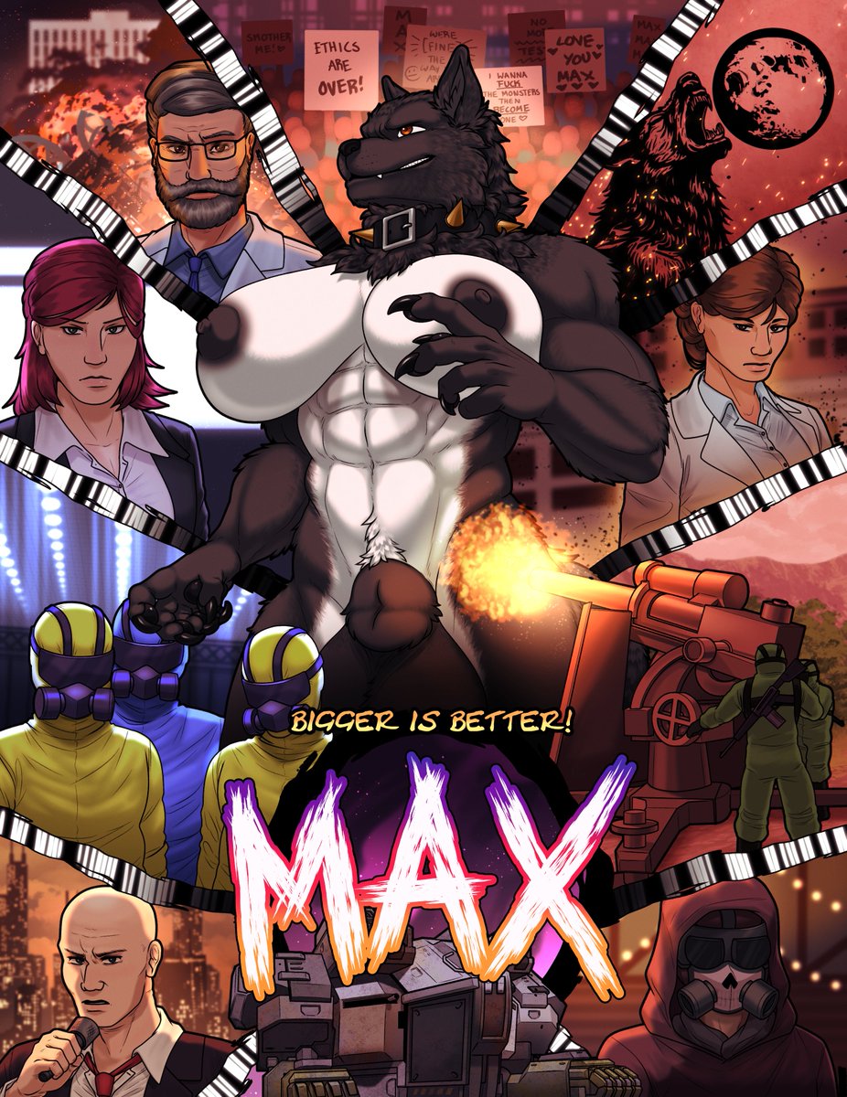 Movie poster for MAX done up by the very talented @Brahkest love seeing all the characters in such high detail. Thank you again for helping make this as epic as possible! #MacroMarch #furry #furryart