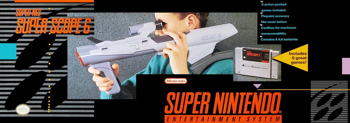 VGMaps's tweet photo. @RetroBlastUS If you see a clean scan of the #SuperScope6 box on the 'net, most likely it's my own personal one. Not long ago I was surprised at the lack of a good image online, so I just dug mine out to scan it. I opened this shortly before opening my Super NES; that was almost 32 years ago. https://t.co/3j4llK4Wgv