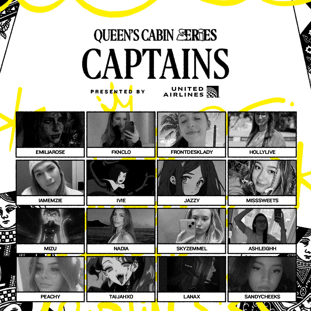 Cloud9 New York (@c9cod_) on Twitter photo Your round-trip is taking off โ
Welcome aboard your captains for the $2,000 Queens Cabin Invitational presented by <a href="/united/">United Airlines</a>:
<a href="/Misssweets8/">sweets</a>
<a href="/peachyyTV/">peachy</a>
<a href="/TheNadiaAmine/">nadia</a>
<a href="/HollyyLive/">OpTic Holly</a>
<a href="/xJazZy21/">Jazzy</a>
<a href="/FrontDeskLadyy/">OMiT FDL</a>
<a href="/IamEmzie_/">Emzie ๐ฆ</a>
<a href="/SkyzEmmel/">emma</a>
<a href="/sandycheekzs/">๐๐๐๐</a>
<a href="/MizuuSZN/">mizuy</a>
<a href="/xoivie/">iv</a>
<a href="/Taijahxo/">Tea</a> Your round-trip is taking off โ
Welcome aboard your captains for the $2,000 Queens Cabin Invitational presented by <a href="/united/">United Airlines</a>:
<a href="/Misssweets8/">sweets</a>
<a href="/peachyyTV/">peachy</a>
<a href="/TheNadiaAmine/">nadia</a>
<a href="/HollyyLive/">OpTic Holly</a>
<a href="/xJazZy21/">Jazzy</a>
<a href="/FrontDeskLadyy/">OMiT FDL</a>
<a href="/IamEmzie_/">Emzie ๐ฆ</a>
<a href="/SkyzEmmel/">emma</a>
<a href="/sandycheekzs/">๐๐๐๐</a>
<a href="/MizuuSZN/">mizuy</a>
<a href="/xoivie/">iv</a>
<a href="/Taijahxo/">Tea</a>