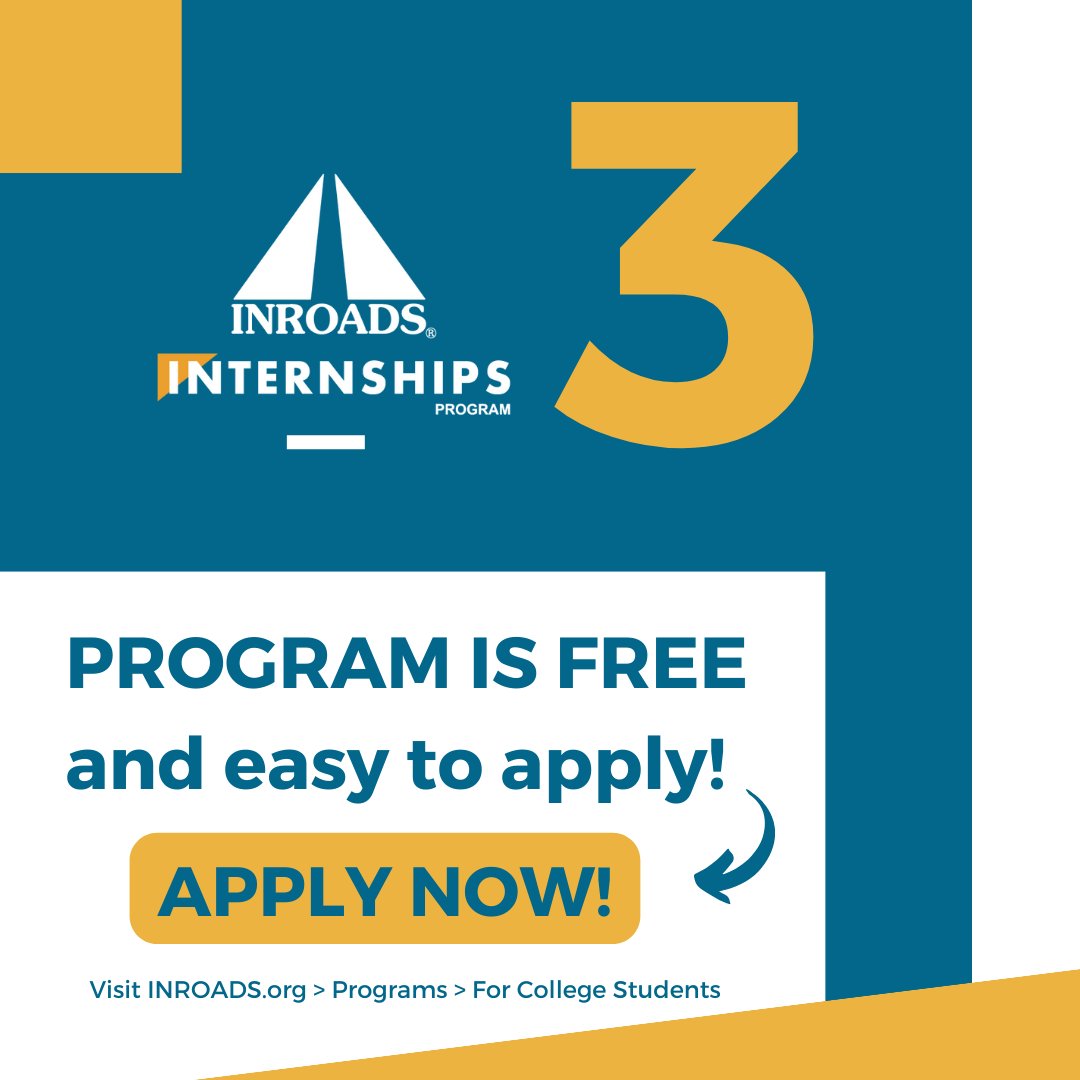 Don't Miss Out: Apply to INROADS for Summer Paid Internships!

🗣️ HURRY APPLICATIONS CLOSE SOON! ➡️ inroads.org/internships-pr…

#Applynow #paidinternships #summerinternship #corproateinternship #governmentinternship #INROADS #collegejobopportuntities