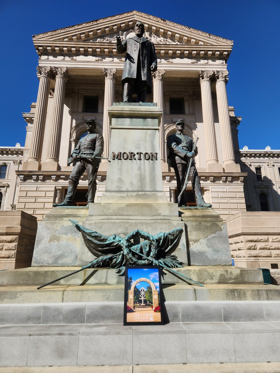 HCCDB's tweet photo. I heard that the IN Statehouse was gathering statewide campus images for a conference room. Today, this @HolyCrossND image was delivered to IN State Representative Dale Devon's team to join the others from across the state. #MyIndiana https://t.co/cNApYMDqVF