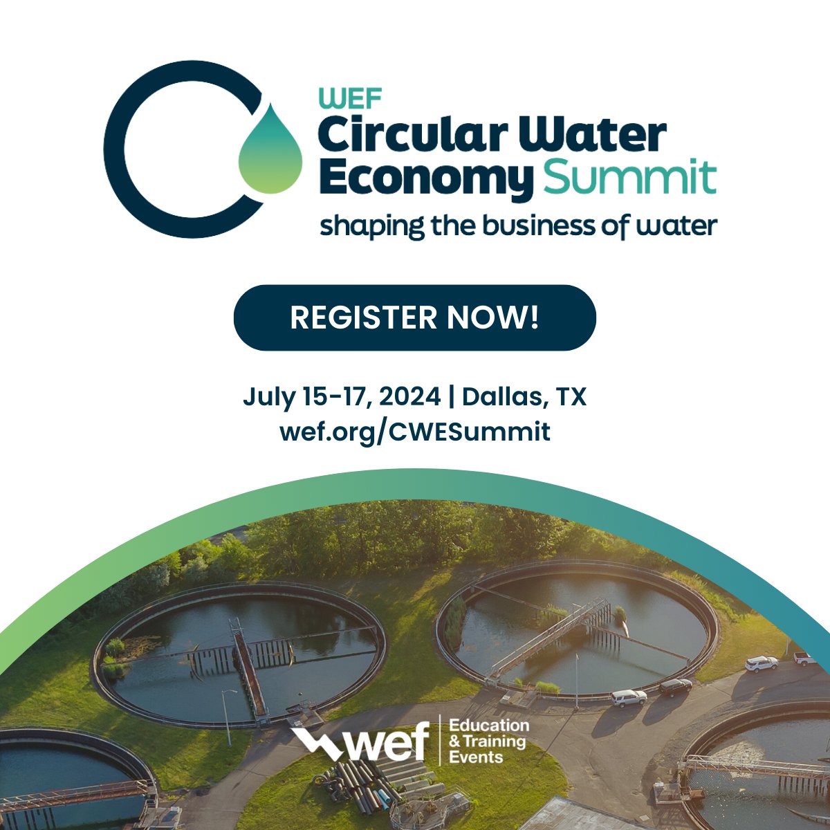 WEForg's tweet photo. Are you interested in finding solutions to industrial #waterchallenges? Do you want to explore ways to develop circular water systems? Join us at WEF's 2024 Circular Water Economy Summit— registration is now open: https://t.co/2SmLTyBDke
#CWESummit #circularwatereconomy https://t.co/dbDPwBKTGK