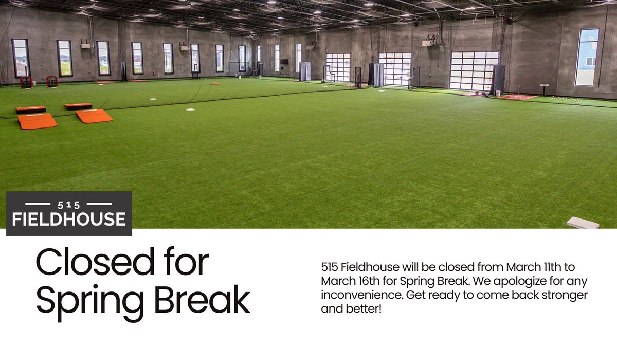As a reminder - 515 Fieldhouse will be closed March 11-16th for Spring Break. 

Thank you!