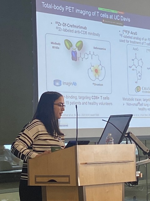 UCDRadiology's tweet photo. Final session for the Liver Imaging Symposium is in session! Dr. Negar Omidvari w/ @UCDavisBME starts the discussion about imaging innovations in liver oncology & therapy with a talk on total-body PET imaging of T cells. #radiology #medphy https://t.co/dE4rzMkfp6
