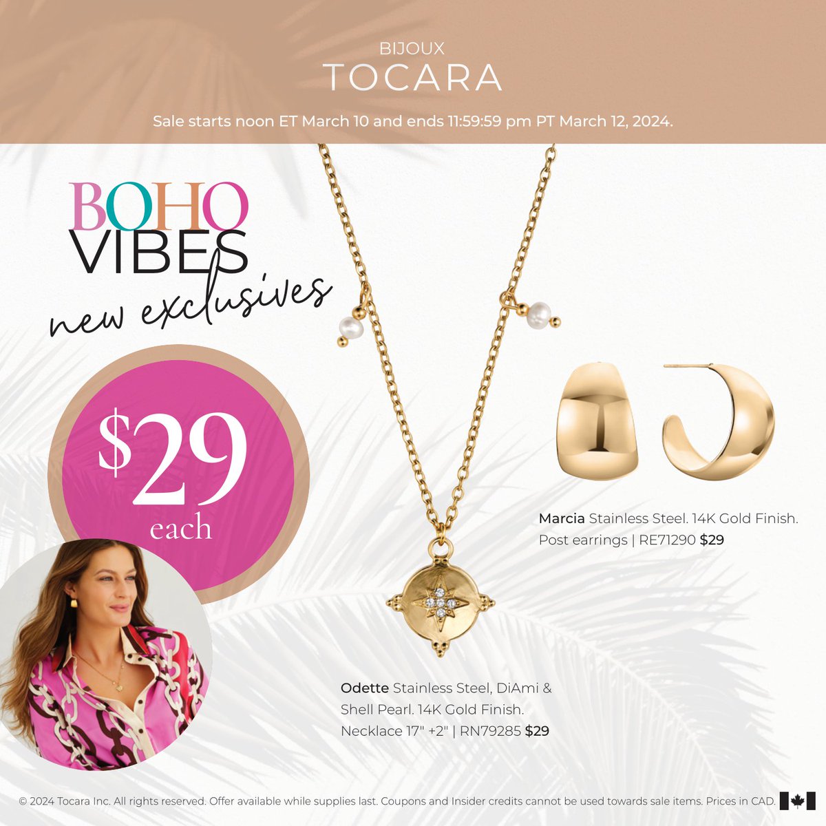 annette_addy's tweet photo. Calling all BOHO Babes!  BOHO Vibes!
New Exclusives only $29 CDN / $24 US
Starts at Noon ET March 10th and ends at at 11:59:59 PM PT March12th.
Shop at  https://t.co/AQkHeA3nff
#BOHOVibes #Tocarastyle #ElevateYourStyle #embraceyourbeauty #authenticallyannette #GlamFusion https://t.co/tSFRxWqiYc