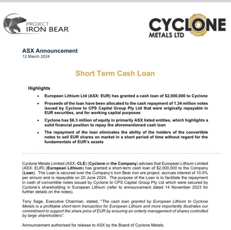 CycloneMetals's tweet image. Short Term Cash Loan

🗞️ bit.ly/3TvSTRX

$CLE.ax #IronOre #Mining