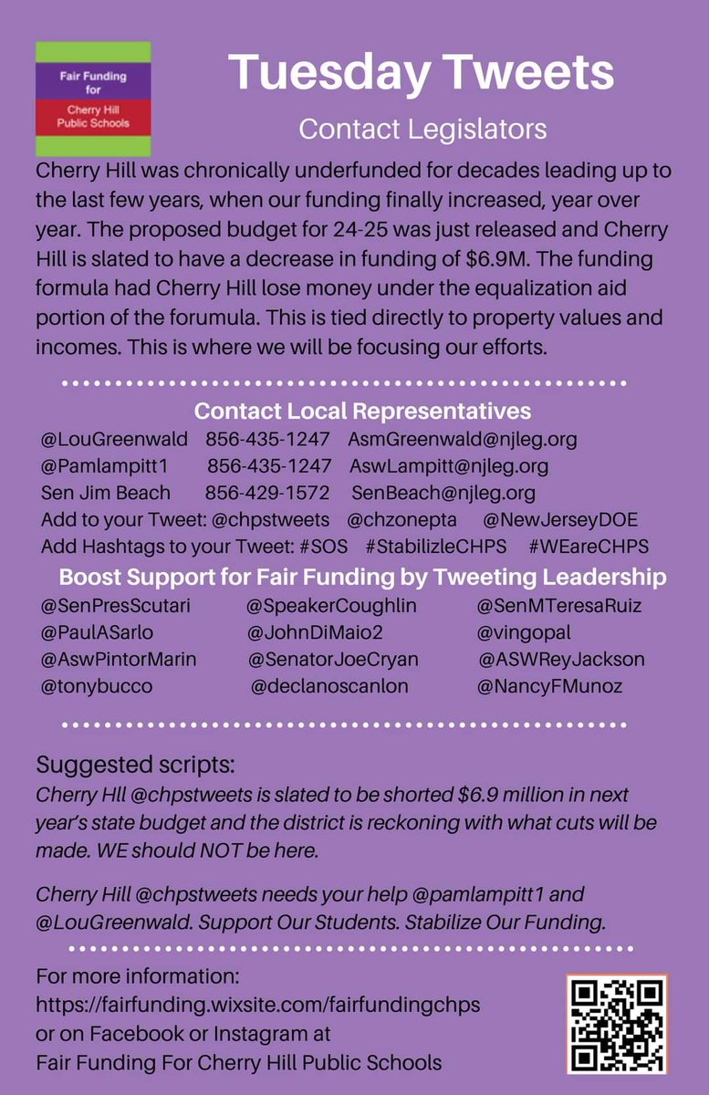Cherry Hill @chpstweets is slated to be shorted $6.9 million in next year's state budget and the district is reckoning with what cuts will be made. WE should NOT be here.