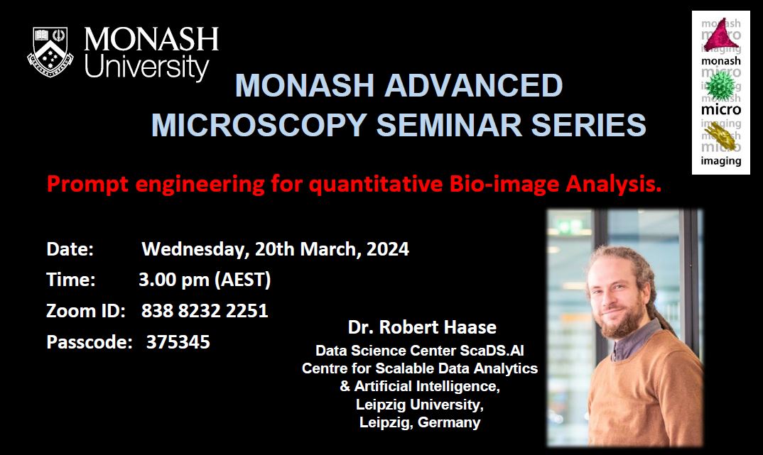 Monash Micro Imaging (@micromonash) on Twitter photo Coming up on the Monash Advanced Microscopy seminar series is the amazing Dr Robert Haase <a href="/haesleinhuepf/">Robert Haase</a>. Tune in to witness the brilliance first hand! π Coming up on the Monash Advanced Microscopy seminar series is the amazing Dr Robert Haase <a href="/haesleinhuepf/">Robert Haase</a>. Tune in to witness the brilliance first hand! π