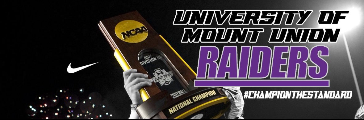 After a great conversation with <a href="/Coach_allendl/">Dan Allen</a> and <a href="/CoachGeoffDartt/">Geoff Dartt</a> I blessed to receive and accept the opportunity to flip my commitment and play for the standard of Mount Union university go purple raiders  
🟣⚫️<a href="/MountUnionFB/">Mount Union Football</a> <a href="/purpleraiders/">Mount Union Purple Raiders</a>