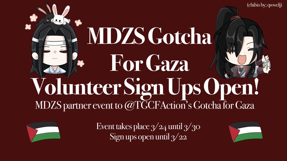 MDZS Gotcha for Gaza Volunteer sigh up sheet is now open! The date has been changed to Mar. 24th-30th to allow those who are participating in the TGCF Gotcha to participate in both without feeling overwhelmed. forms.gle/nZRtbdNcNm2Xzk…