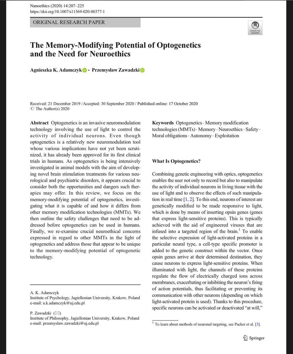 The Memory-Modifying Potential of Optogenetics and the Need for Neuroethics

Abstract 

Optogenetics is an invasive neuromodulation technology involving the use of light to control the activity of individual neurons. Even though optogenetics is a relatively new neuromodulation…