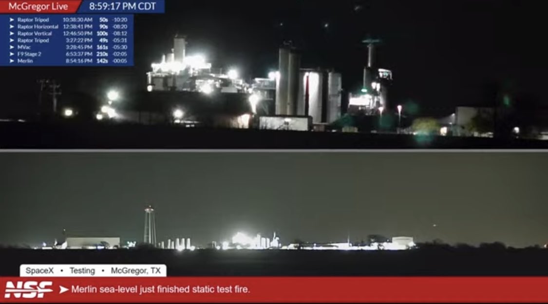 bluemoondance74's tweet photo. And all returns to quiet for the night…
until tomorrow’s tests begin 🤩🚀🌎🌙
#spacextests 

📸: @NASASpaceflight McGregor Live https://t.co/w4WK86dfhZ