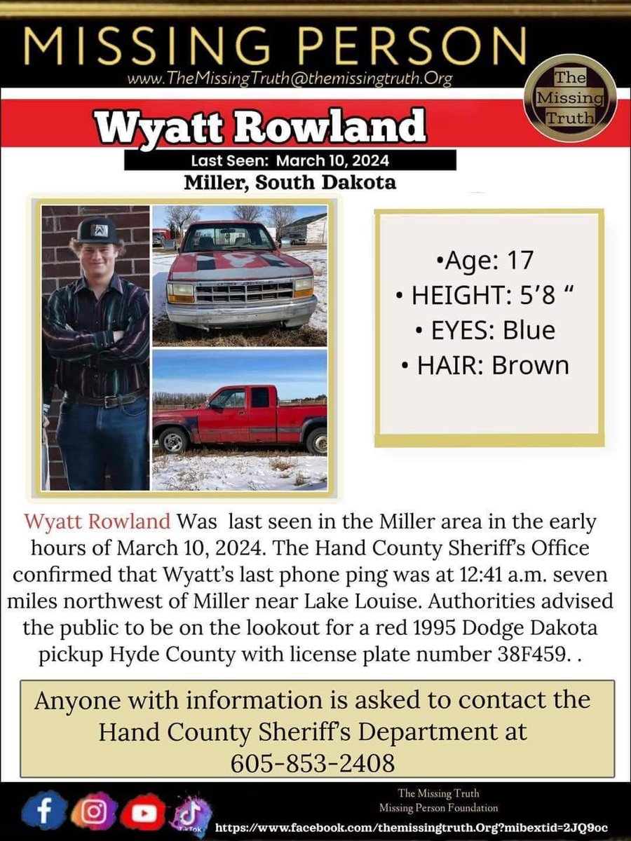 TeaStormChaser's tweet photo. Here is the latest on the missing 17 year old, from the Miller SD area.  If you have ANY information, no matter how small,  on this missing teen, please contact authorities immediately. https://t.co/rkUB3lL96V