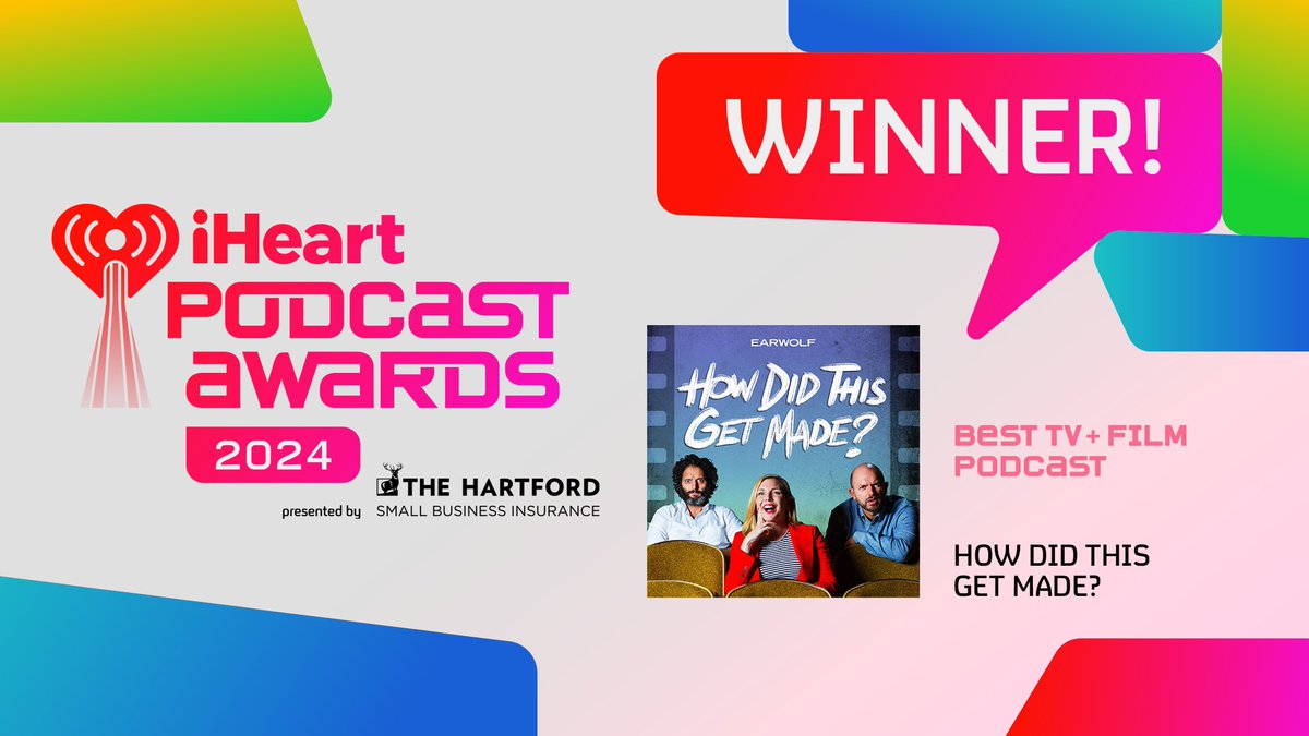 BEST TV + FILM PODCAST WINNER: @HDTGM 👏 #iHeartPodcastAwards presented by @TheHartford live at @sxsw Watch now: YouTube.com/iHeartRadio