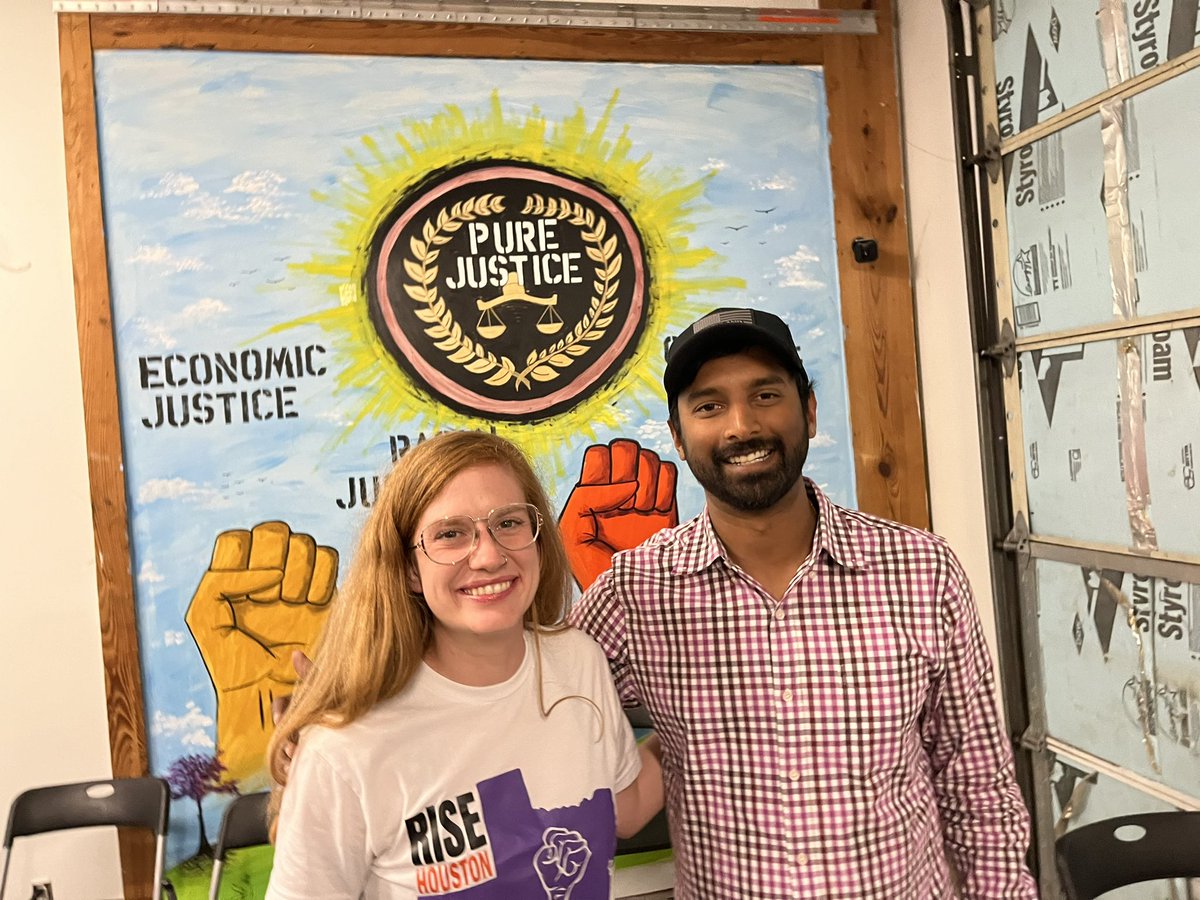 Enjoyed meeting with @MollyforTexas at the @PureJustice_HTX meeting today and discussing with her how to move forward the cause of progress in Texas.