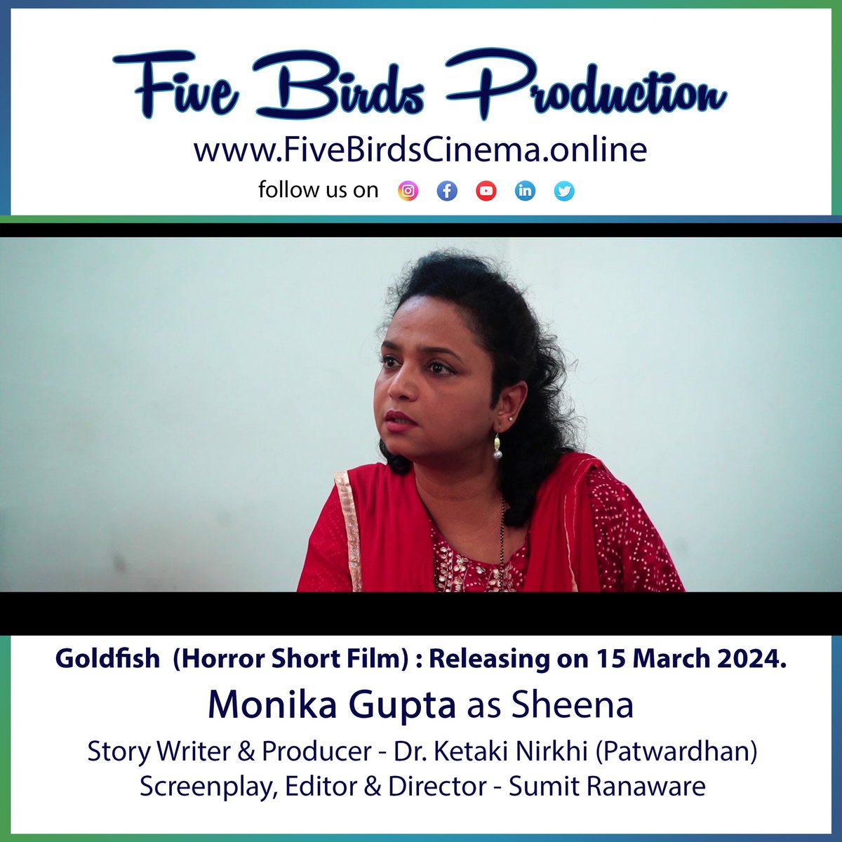 sumitranaware's tweet photo. Our short film "Goldfish" is releasing on 15 March 2024. 
Subscribe Now - https://t.co/brIPIuiYLZ
Stay Tuned..
🎦🎬🎥📽️🎞️🎥🎬📽️🎥🎦📽️🎞️
#SumitFilmaker 
#shooting #filmdirection #filmmakingcommunity #filmmaking #filmmakinglifestyle #shootime #shoot #filmmaker #FiveBirdsTeam https://t.co/RWRNj1rBnu