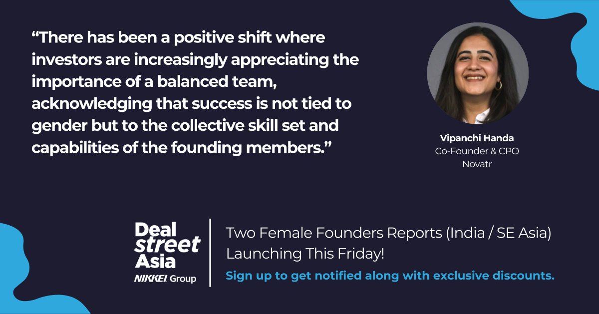 Prepare to discover the insights from our interview with Vipanchi Handa, Co-Founder & CPO, Novatr, highlighted in our upcoming Female Founders in India 2023 Report! 
Read the report now: buff.ly/3TxELru