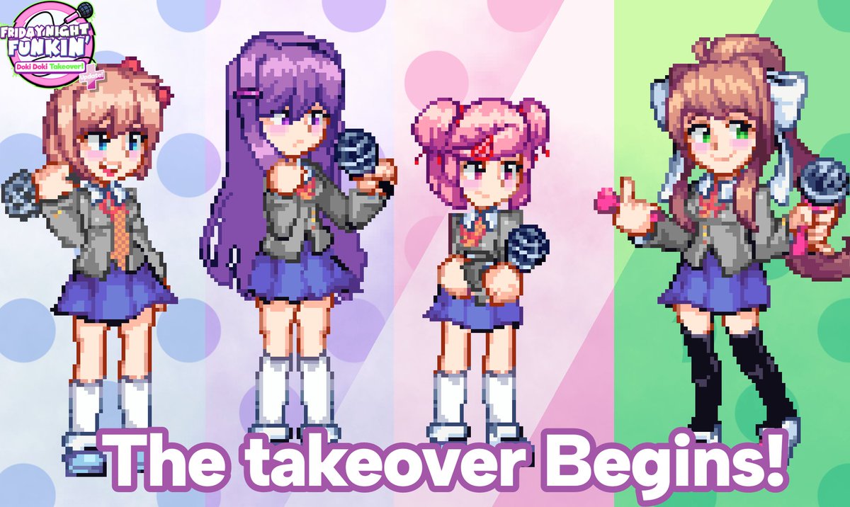 CancriE6's tweet photo. There is a version 2! I've fixed Yuri's hair and Natsuki's head! (Also the background) #FNF #DDLC https://t.co/dorfMRubST