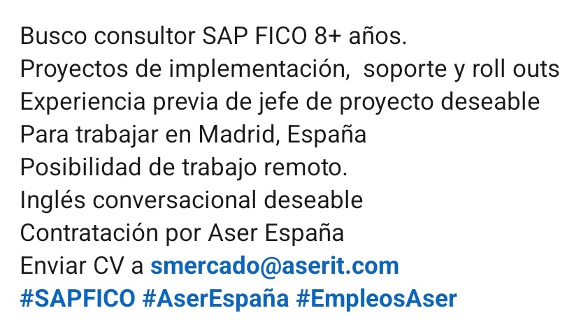 Sermh78's tweet image. Smercado@aserit.com #SAPSD #EmpleosAser
