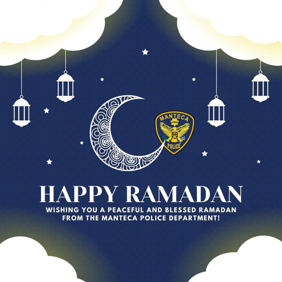 Wishing our Muslim community in Manteca a blessed Ramadan!🌙 

As we embark on this sacred journey of fasting, prayer, &amp; reflection, know the Manteca PD stands with you in solidarity and support. 

May this month bring you peace, blessings, and unity!👮🏻👮🏻‍♂️ 

 #Ramadan #TeamManteca