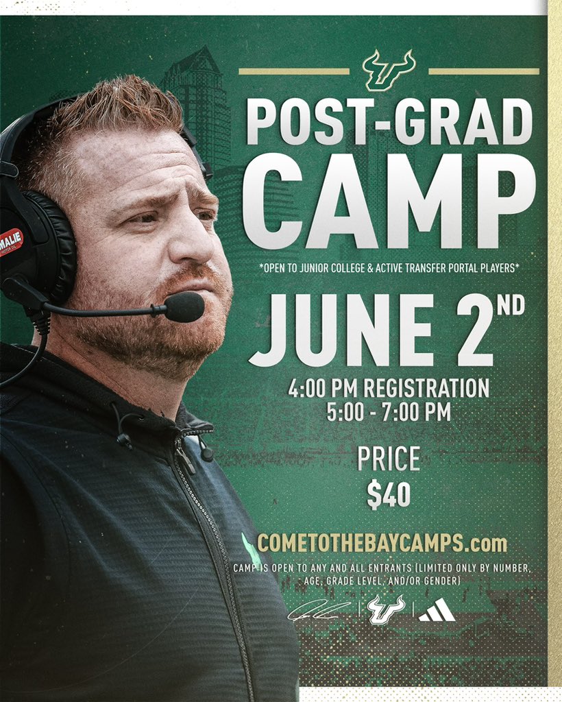 🚨USF Football Camps! Registration Open and Starting to Fill Up! 🚨 ComeToTheBayCamps.com 🤘 #ComeToTheBay