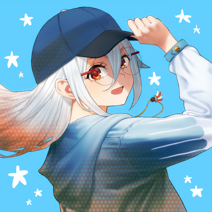1girl solo hat glasses hood long hair baseball cap  illustration images
