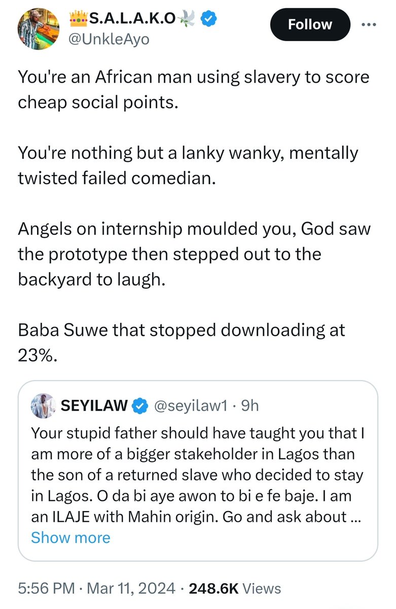 novieverest's tweet photo. Even if you want to be Baba Suwe, at least download at up to 50%.

Seyi Law failed woefully in comedy. Baba Suwe at 23% 😭😭😭 https://t.co/OUJsxTcw9Q