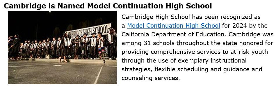 Congratulations Cambridge HS!!! Model Continuation School 2024.