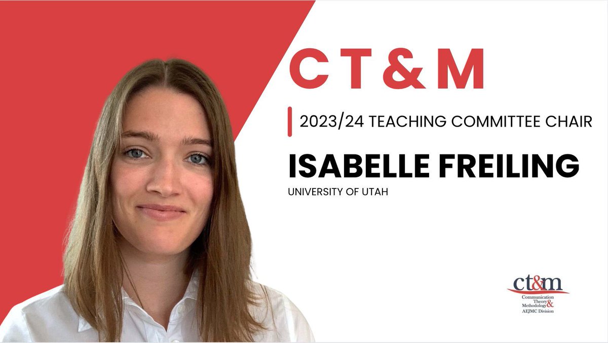 AEJMC CT&M Division (@aejmc_ctm) on Twitter photo Teaching Chair <a href="/Isa_Freiling/">Isabelle Freiling</a> says "I love being part of CT&M because of its diversity: It brings together researchers focusing on different areas within the communication discipline, all interested in refining our theories and methods. I appreciate those different perspectives." Teaching Chair <a href="/Isa_Freiling/">Isabelle Freiling</a> says "I love being part of CT&M because of its diversity: It brings together researchers focusing on different areas within the communication discipline, all interested in refining our theories and methods. I appreciate those different perspectives."