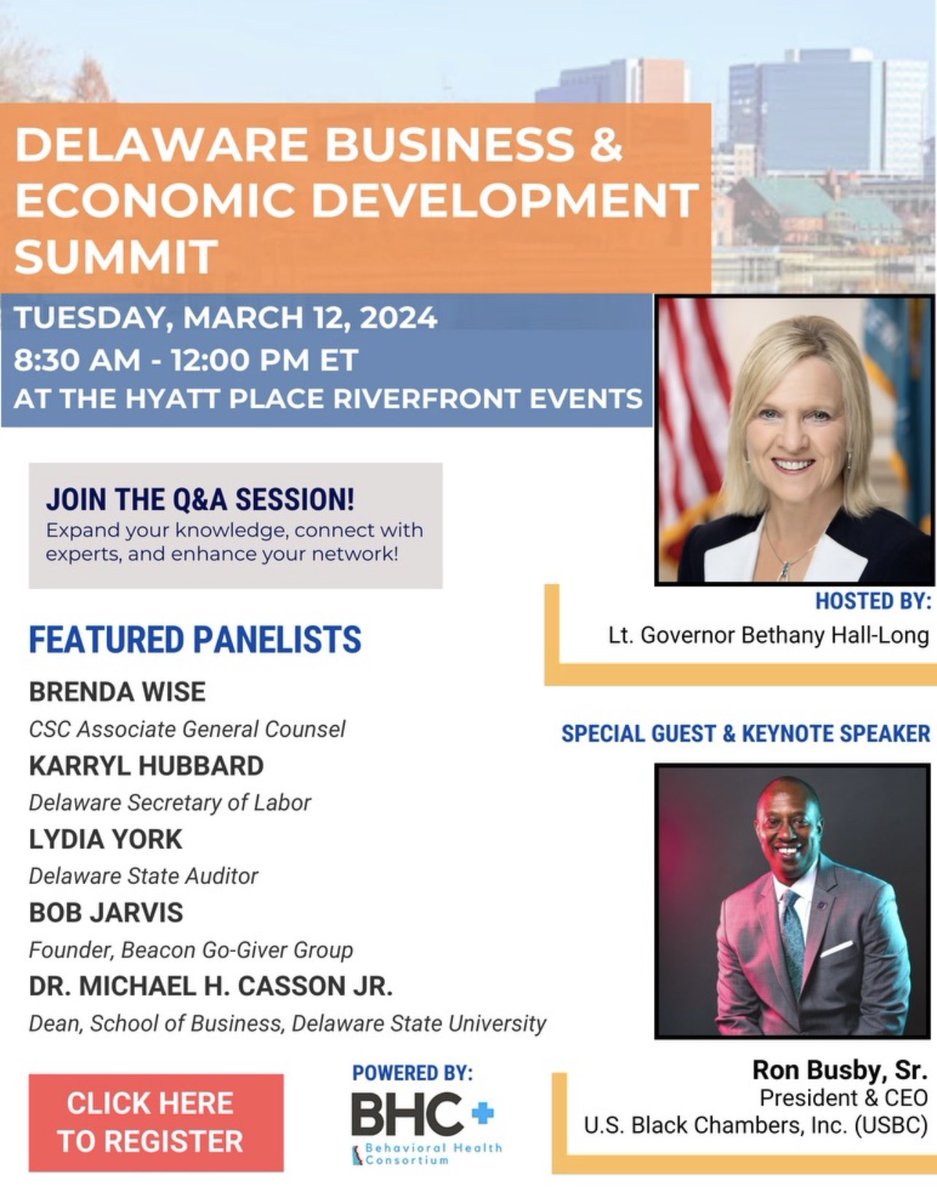 Get ready, #Delaware! This will be a fantastic event you don’t wanna miss. Thank you to @LtGovernorDE Bethany Hall Long and the Behavioral Health Consortium for their incredible leadership and vision!