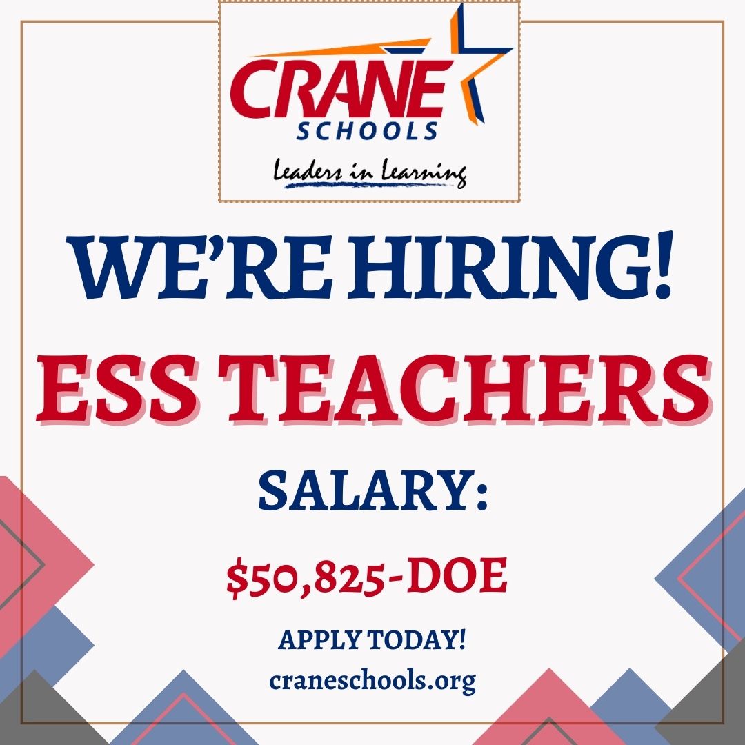 We're looking for Exceptional Student Services Teachers to come #joinourcrew! For more information, visit ow.ly/skpT50QQIr1 🌵 #wearecrane