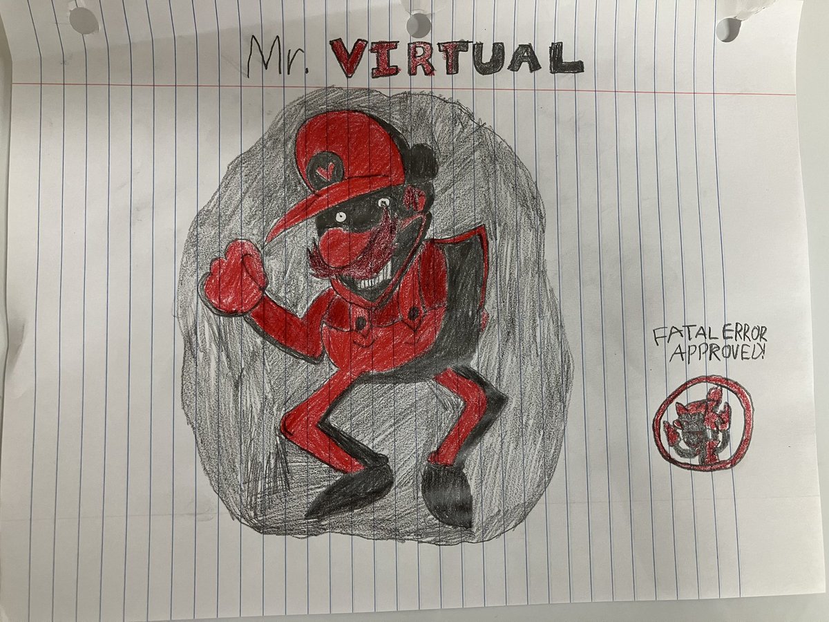 MemesrfunnyLMAO's tweet photo. My math class didn’t have anything for me to do so I just decided to draw Mr virtual from memory did I cook chat? #MrVirtualsweep https://t.co/fwws42OLdJ