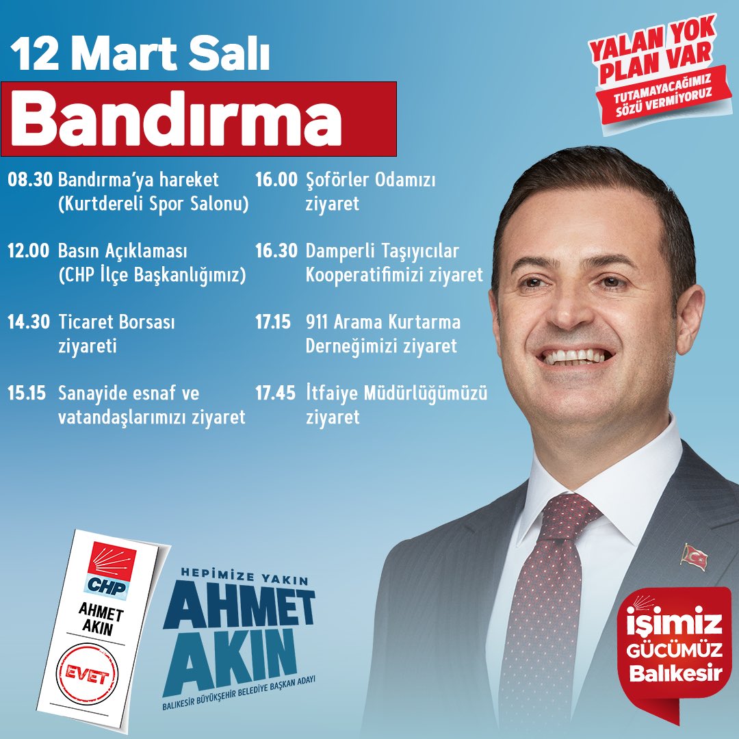 ahmetakin's tweet photo. 12 Mart Salı günü Bandırma’da buluşuyoruz. Görüşmek dileğiyle...

#HepimizeYakınAhmetAkın
#10NumaraKent https://t.co/DlEgDk9oRT