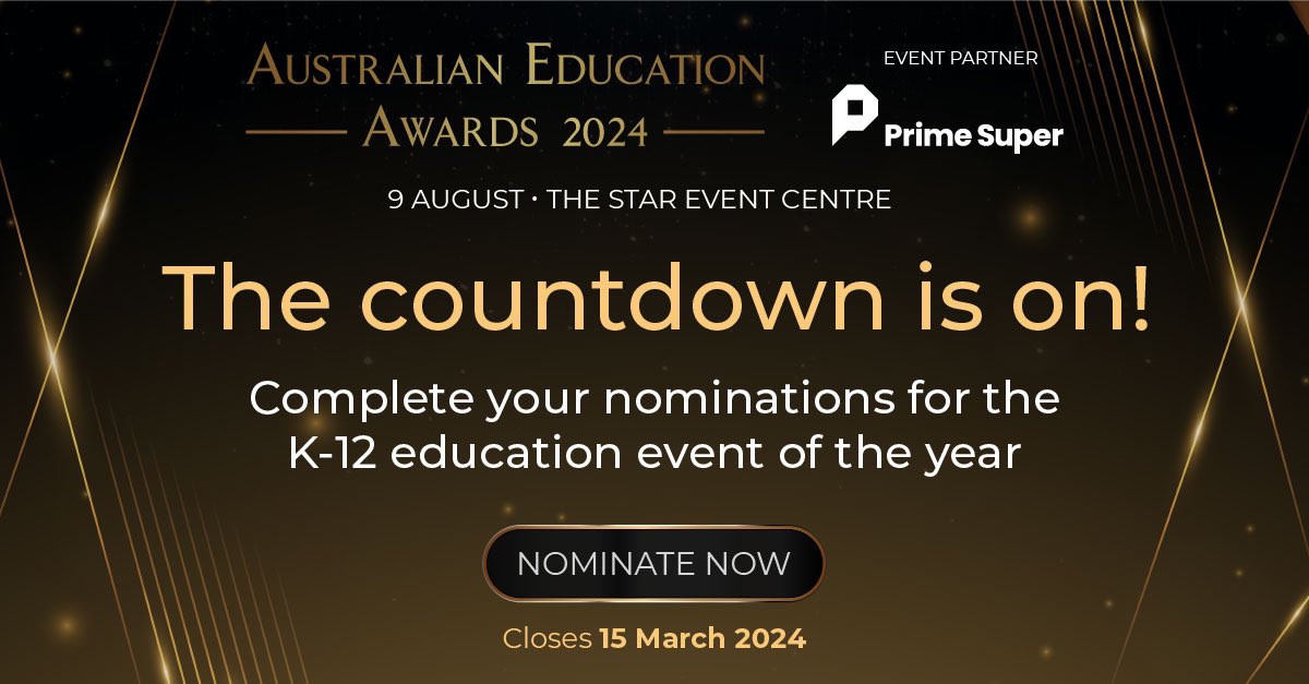 Nominations close for the Australian Education Awards at midnight on Friday 15 March so time is running out! Awards for individual, curriculum &/or school categories that include best PL, STEM, use of technology programs, & more. Submit a nomination today! educatorawards.com/nominate/