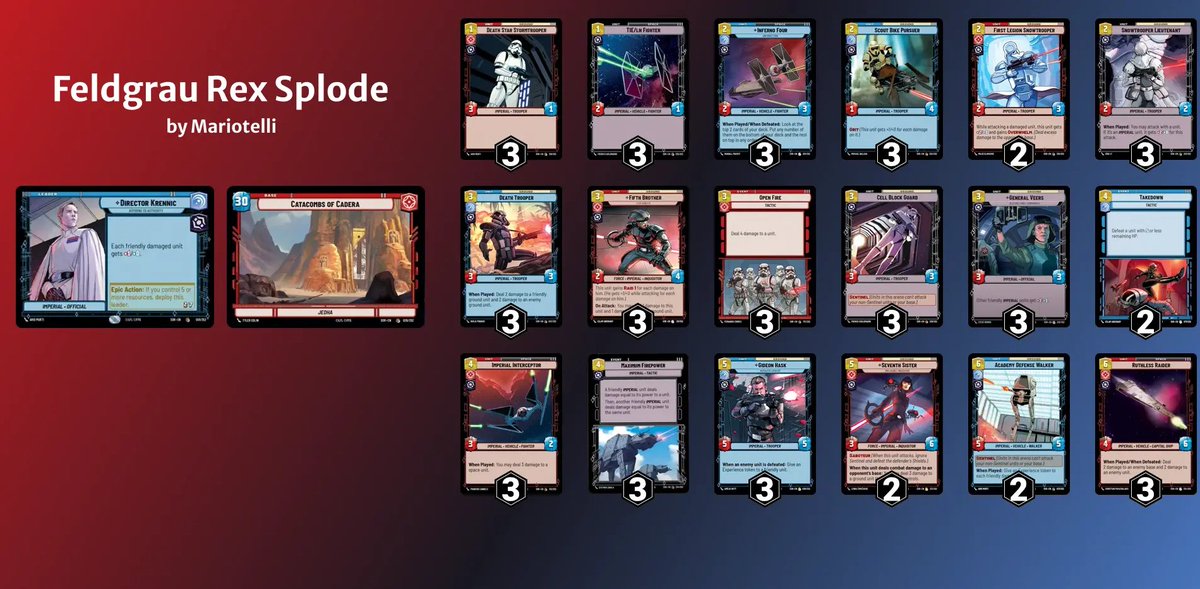 Torneo local de hoy 21 personas 4-0.
1Ronda Iden  vigilancia
2Ronda Boba agresión
3Ronda Sabine mando
4Ronda Sabine Mando
Otro deck agro-midrange con el que he tenido respuestas para casi todo. Muy contento aunque se pueden hacer varios cambios. 7 sister y Hask no tocaron mesa.